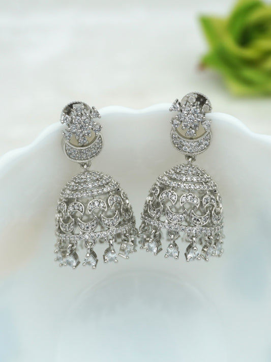 WHITE ADYA ZIRCONIA JHUMKIS