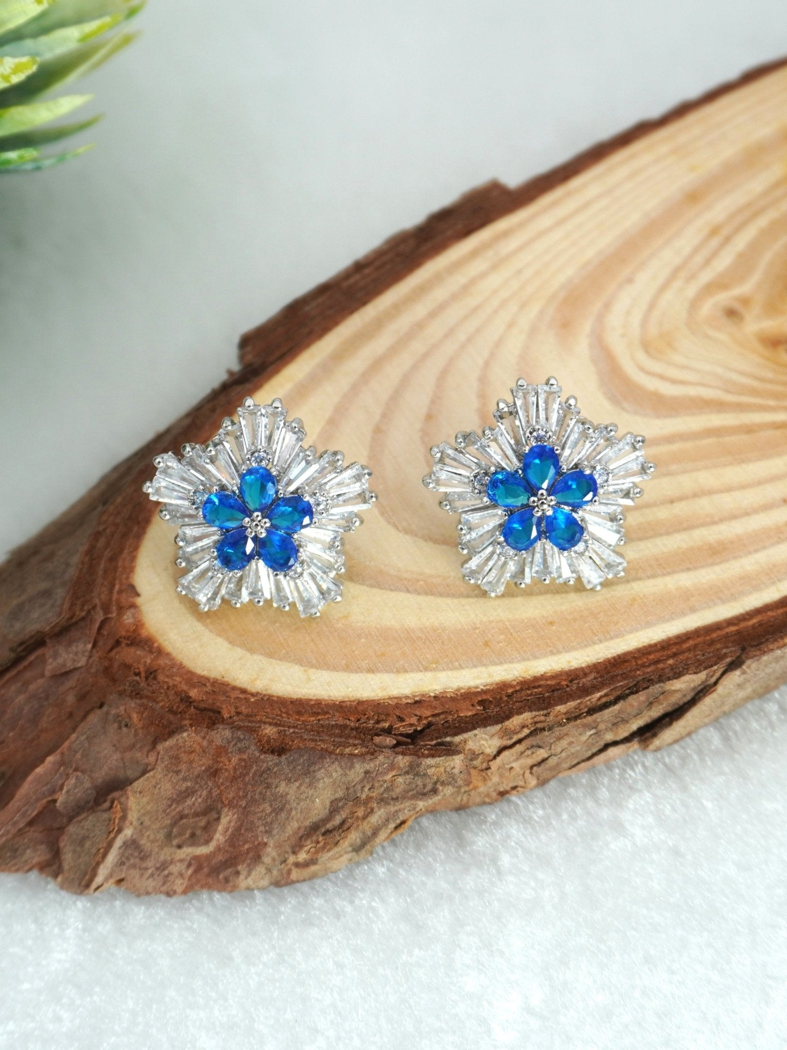 BLUE ALICE ZIRCONIA STUDS - Jewels of Iva