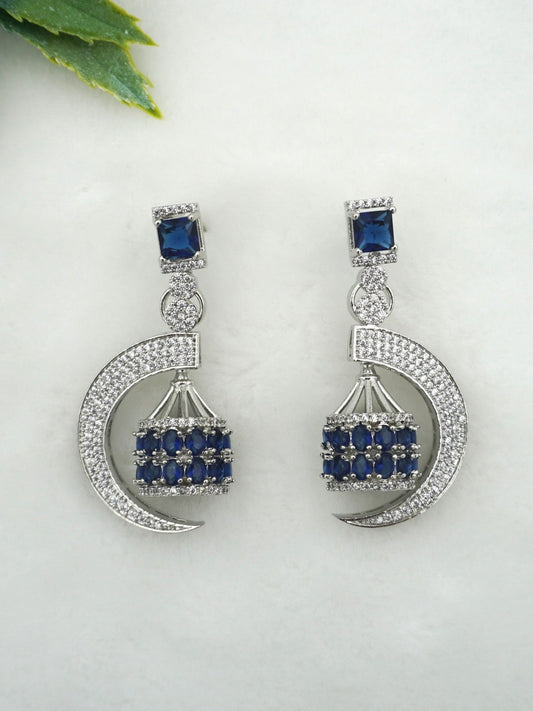 BLUE CRESCENT ZIRCONIA EARRINGS - Jewels of Iva