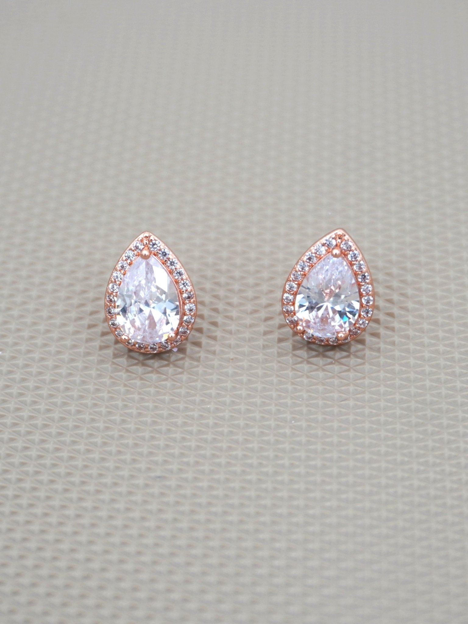 ROSE GOLD CADY ZIRCONIA STUDS - Jewels of Iva