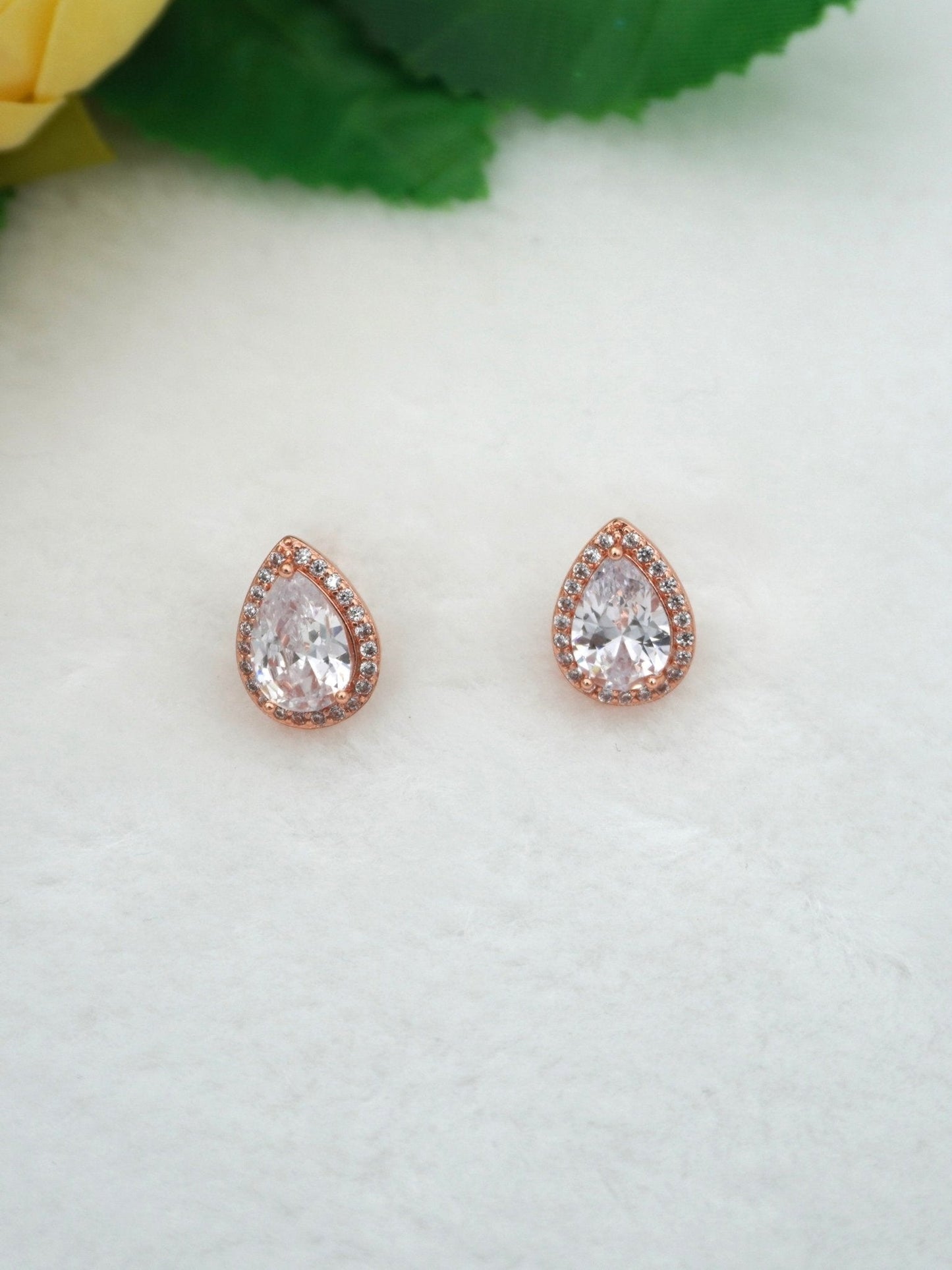 ROSE GOLD CADY ZIRCONIA STUDS - Jewels of Iva