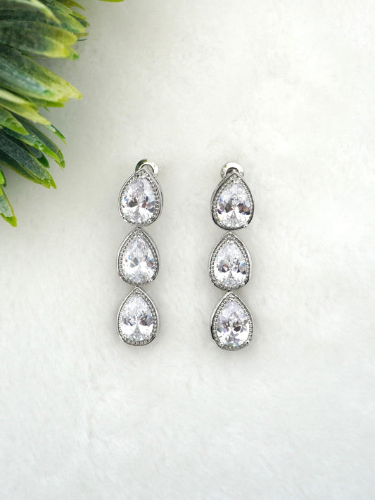 SILVER CASSIE ZIRCONIA EARRINGS - Jewels of Iva